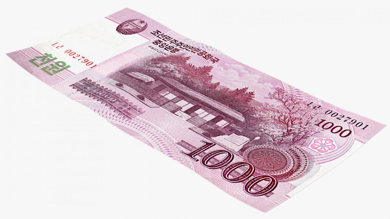 North Korea 1000 Won Banknote 3D model