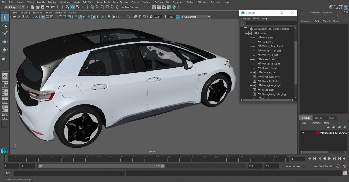 3D model Volkswagen ID3 Simple Interior