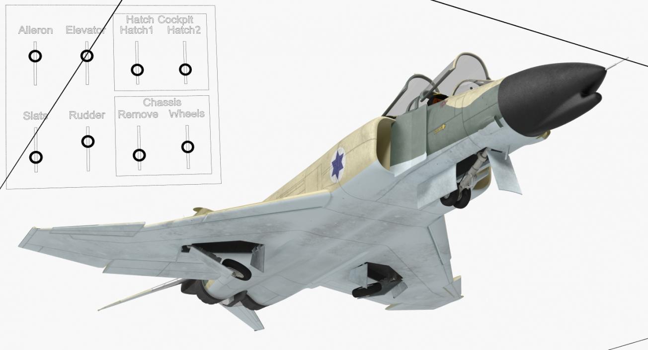 F-4E Kurnass Israeli Air Force 2 Rigged 3D model