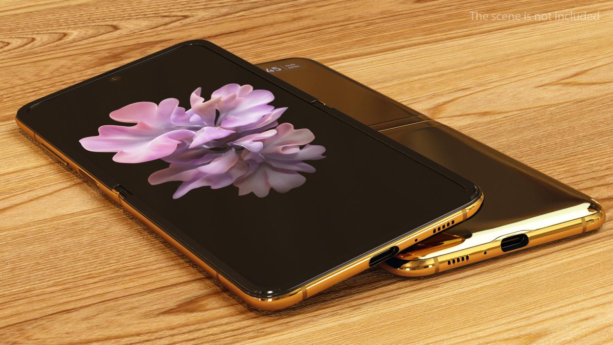 3D Samsung Galaxy Z Flip Mirror Gold model