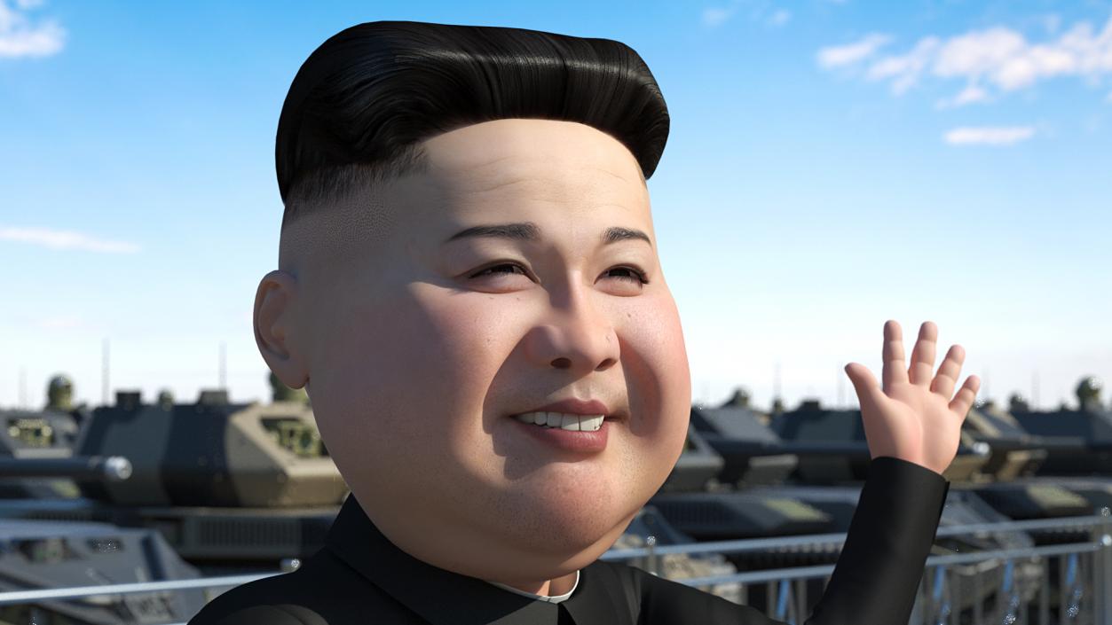 3D Cartoon Kim Jong Un on Missiles