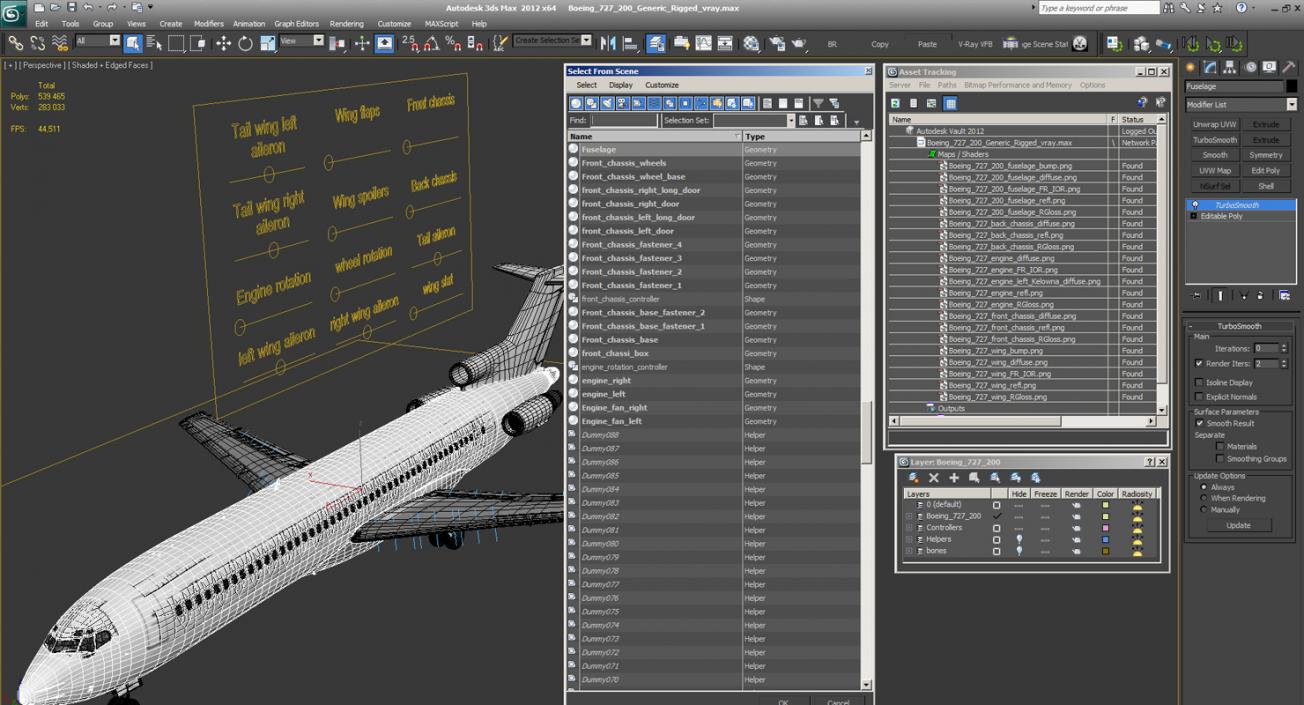 Boeing 727-200 Generic Rigged 3D model