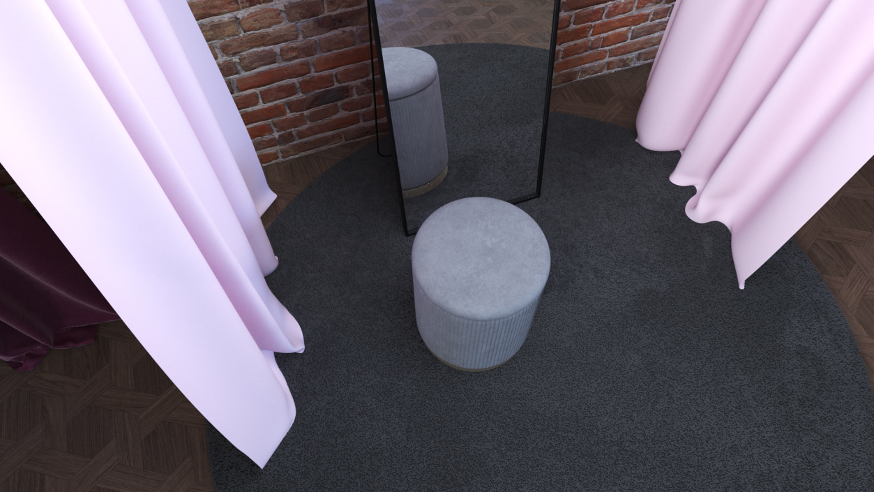 3D Store Dressing Room Pink Open Fur model