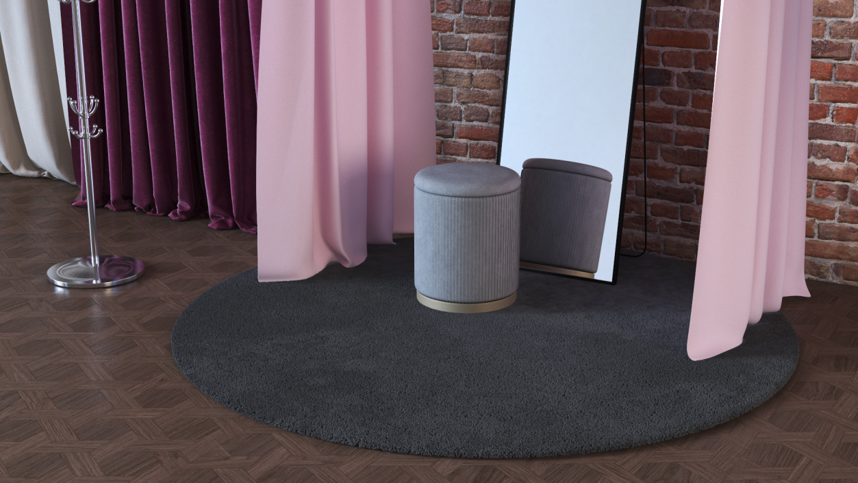 3D Store Dressing Room Pink Open Fur model