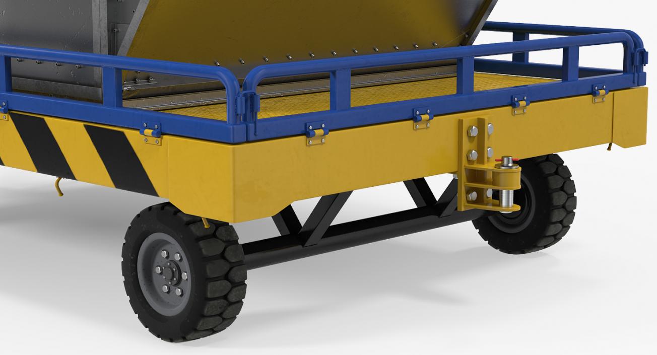 Airport Transport Trailer Low Bed Platform with Container Rigged 3D model