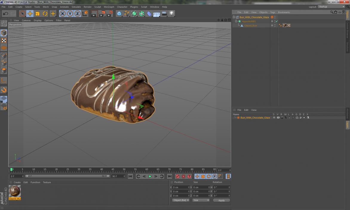 Bun With Chocolate Glaze 3D model
