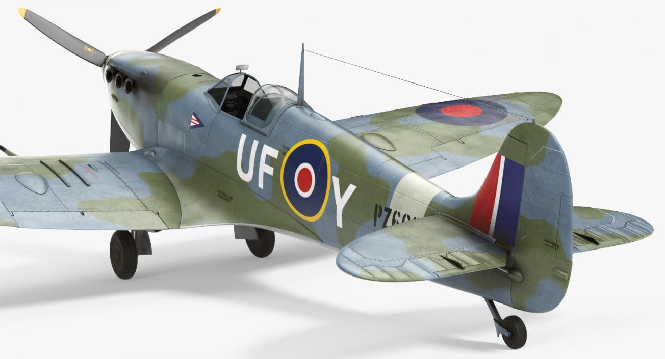 British WWII Fighter Aircraft Supermarine Spitfire Rigged 3D