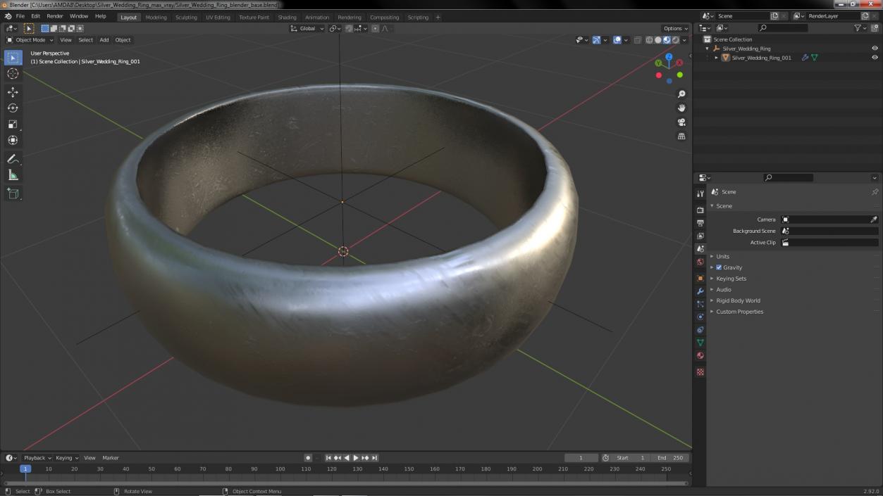 Silver Wedding Ring 3D model