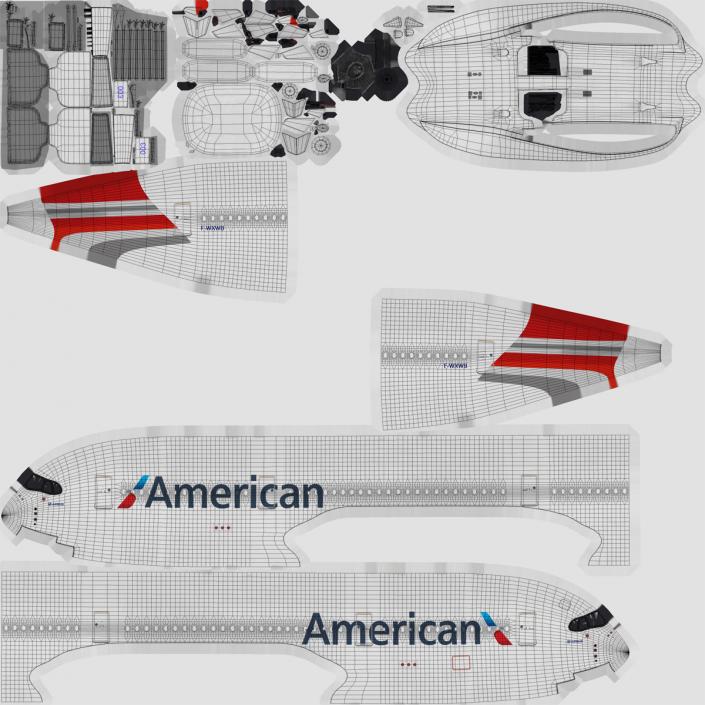 3D model Airbus A350-900 American Airlines Rigged