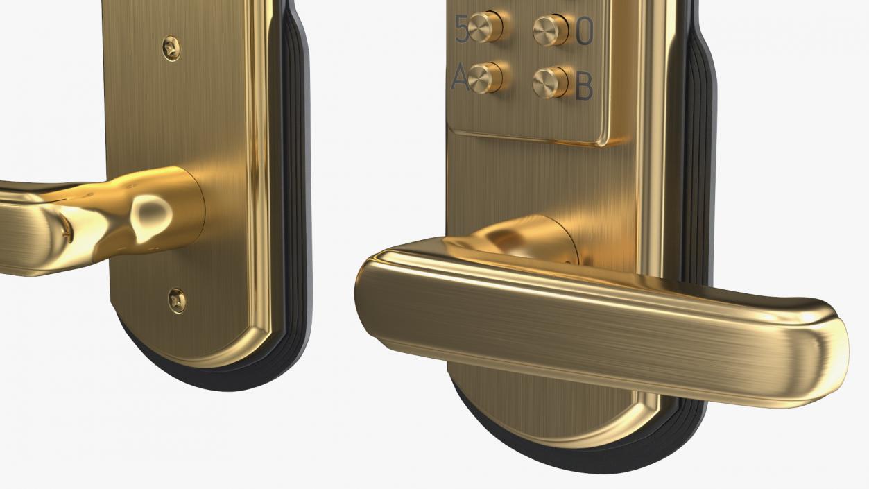 3D Push Button Door Lock Gold