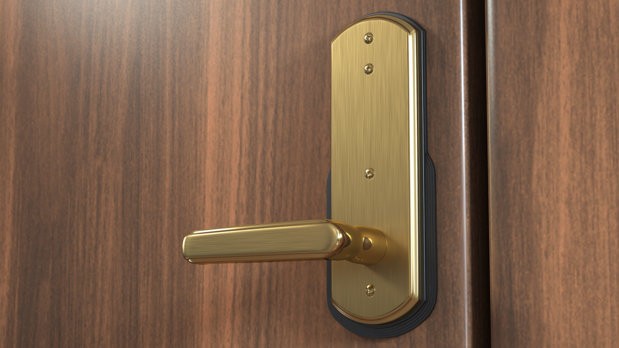 3D Push Button Door Lock Gold