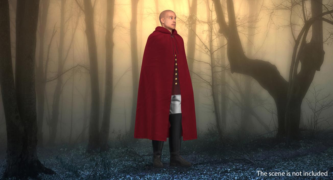 3D Unisex Red Cloak With Hood