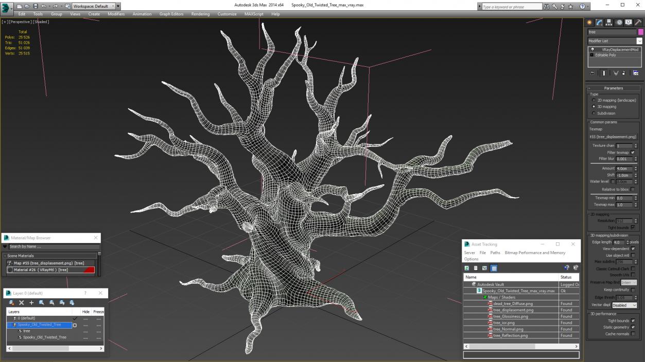 3D Spooky Old Twisted Tree model