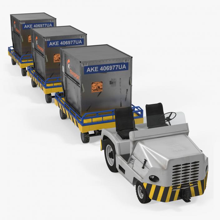 3D model Airport Tug Clark CT30 Carrying Passengers Luggage