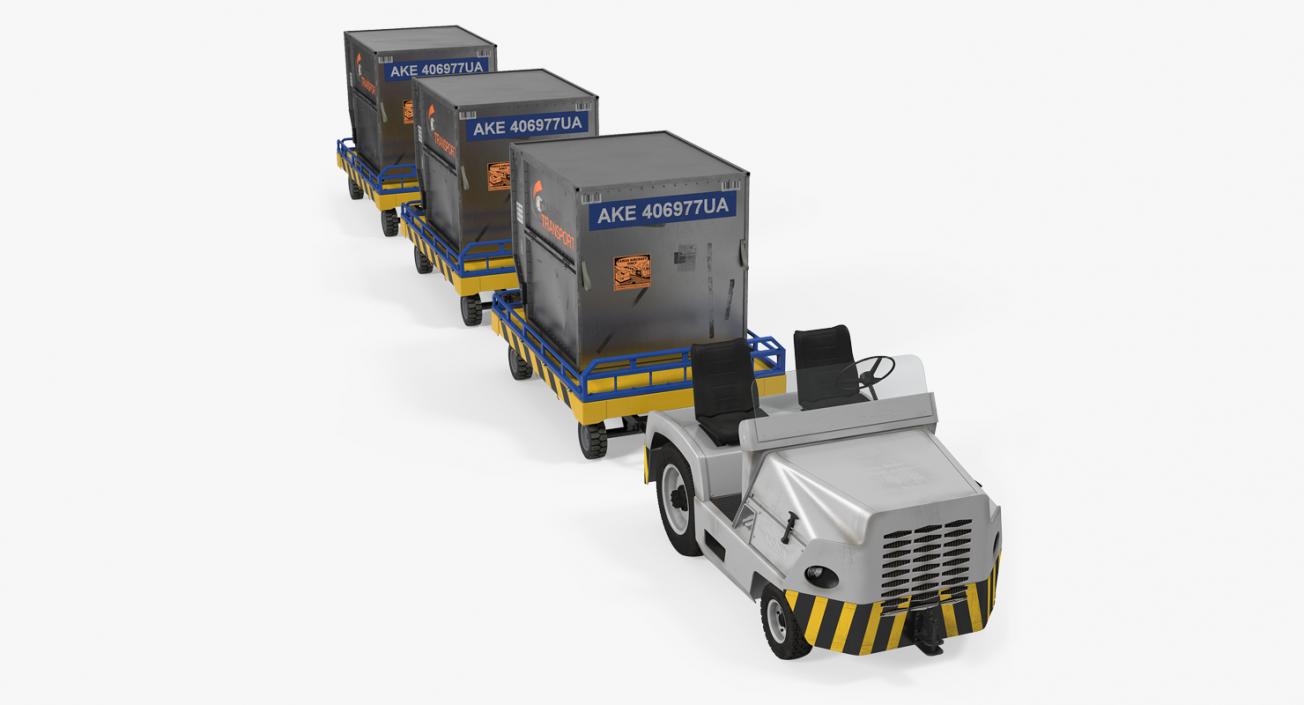 3D model Airport Tug Clark CT30 Carrying Passengers Luggage