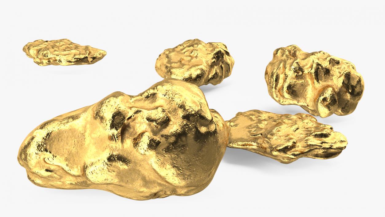 3D Metallic Gold Small Minerals model