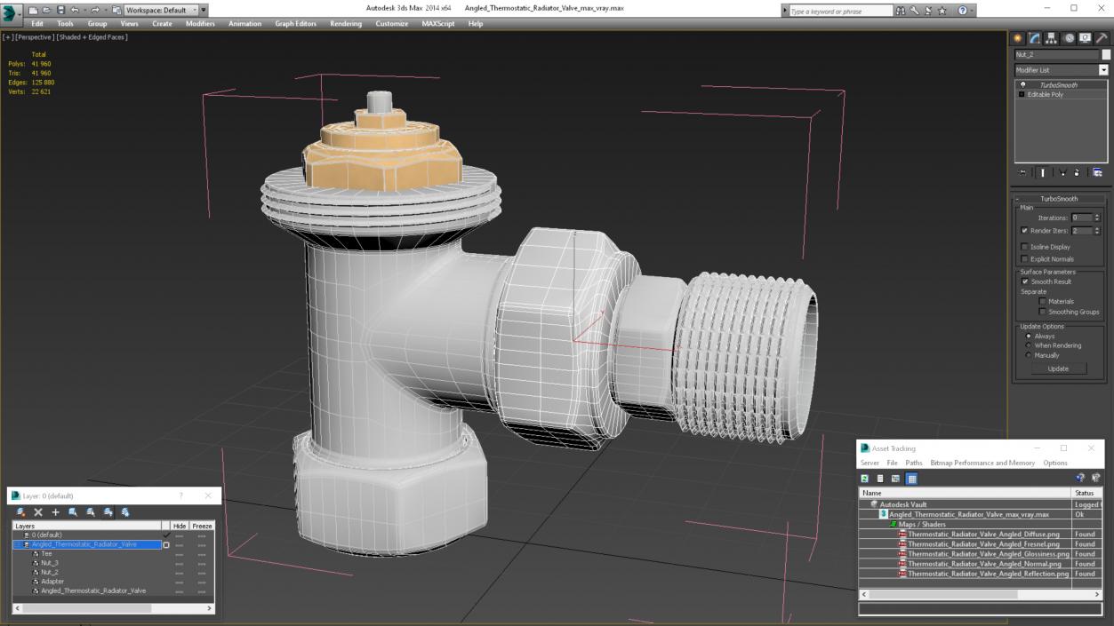 Angled Thermostatic Radiator Valve 3D model