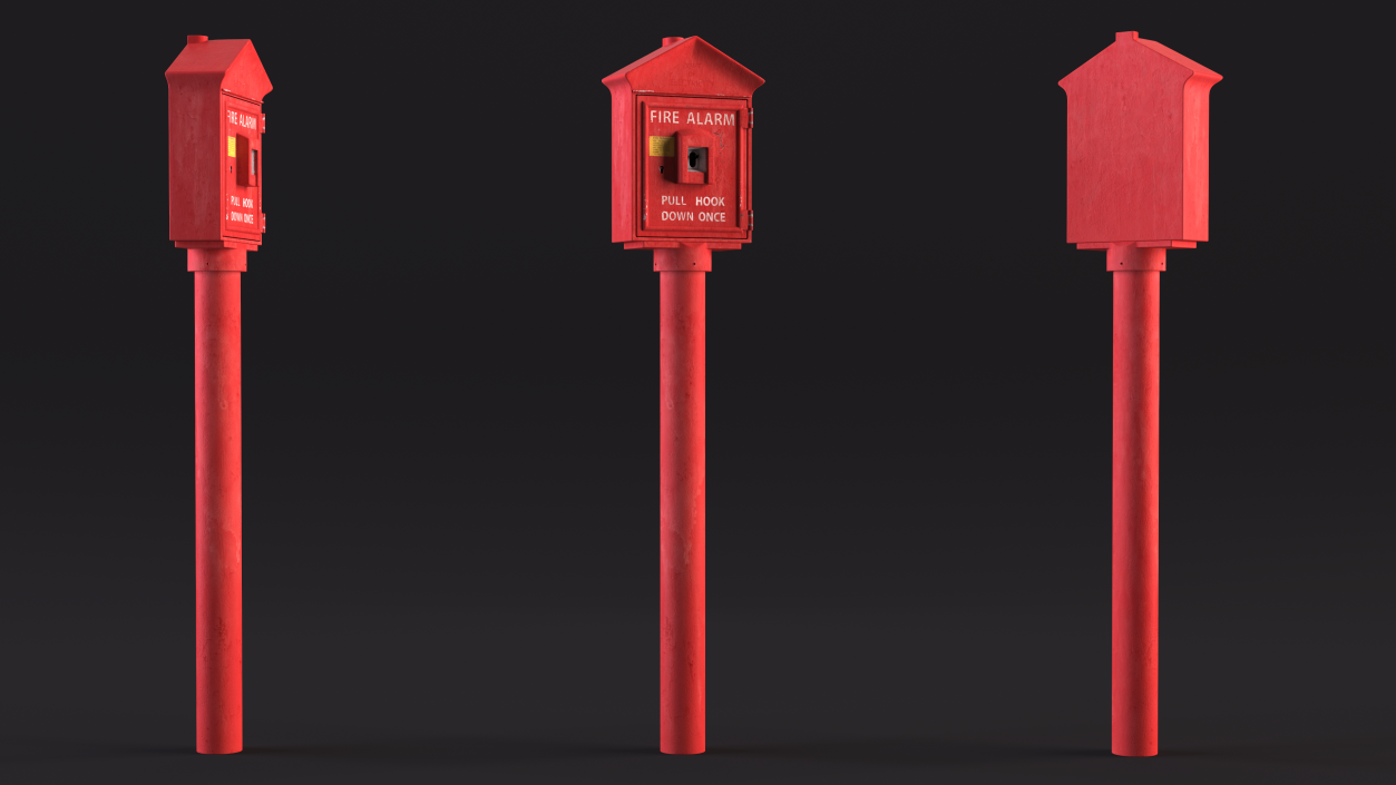 3D model Retro Fire Alarm Call Box Aged