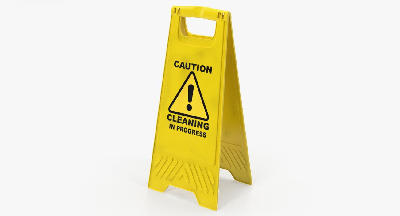 3D Warning Cleaning In Progress Sign model