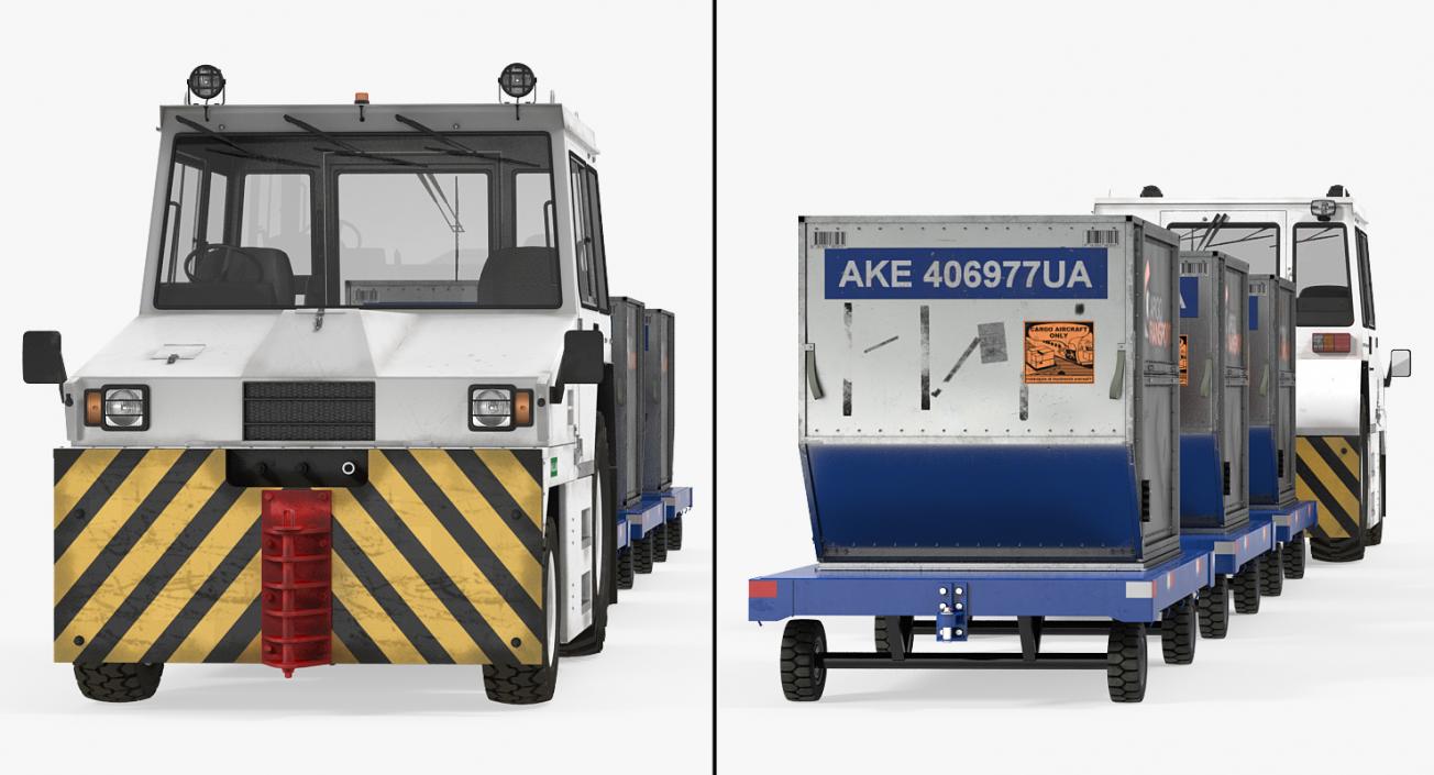 3D model Airport Tug Hallam HE50 and Luggage