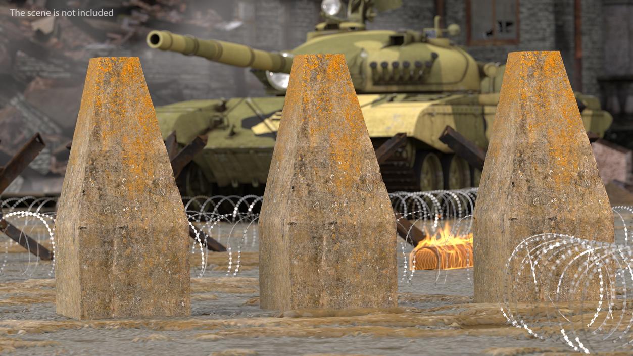 3D Dragons Teeth Anti Tank Obstacle Mossy model