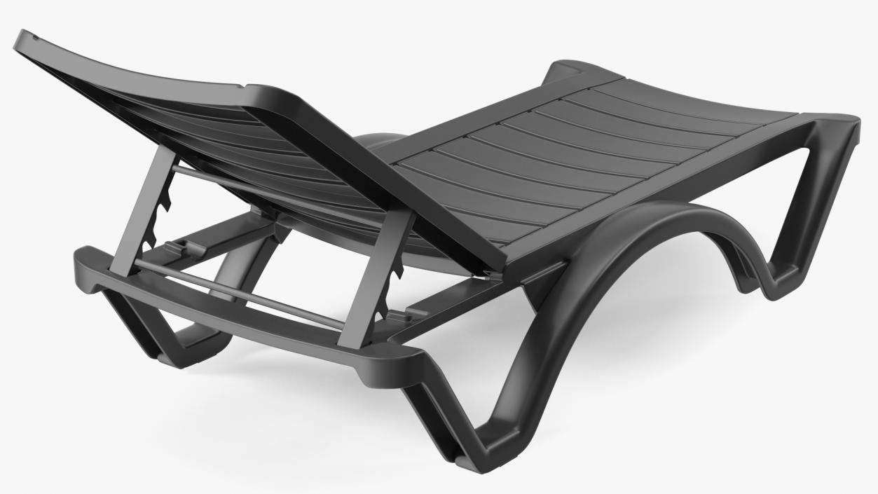 Black Plastic Outdoor Lounger 3D model