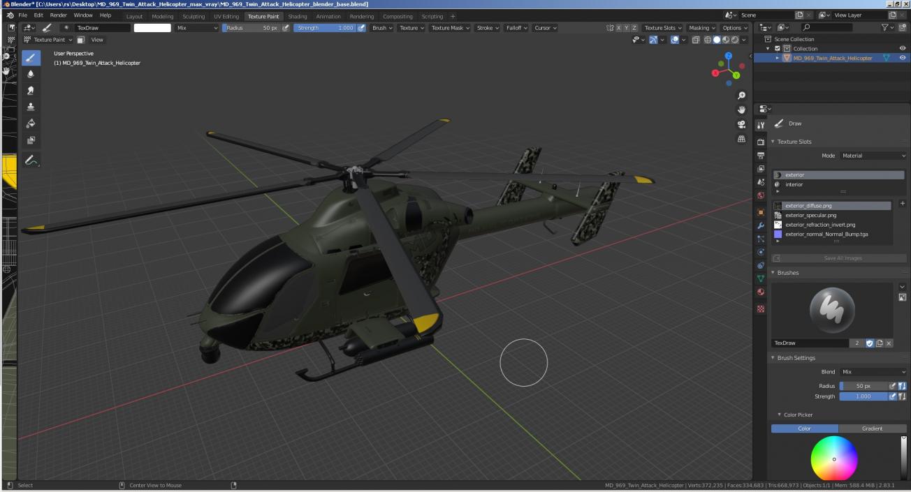 MD 969 Twin Attack Helicopter 3D model