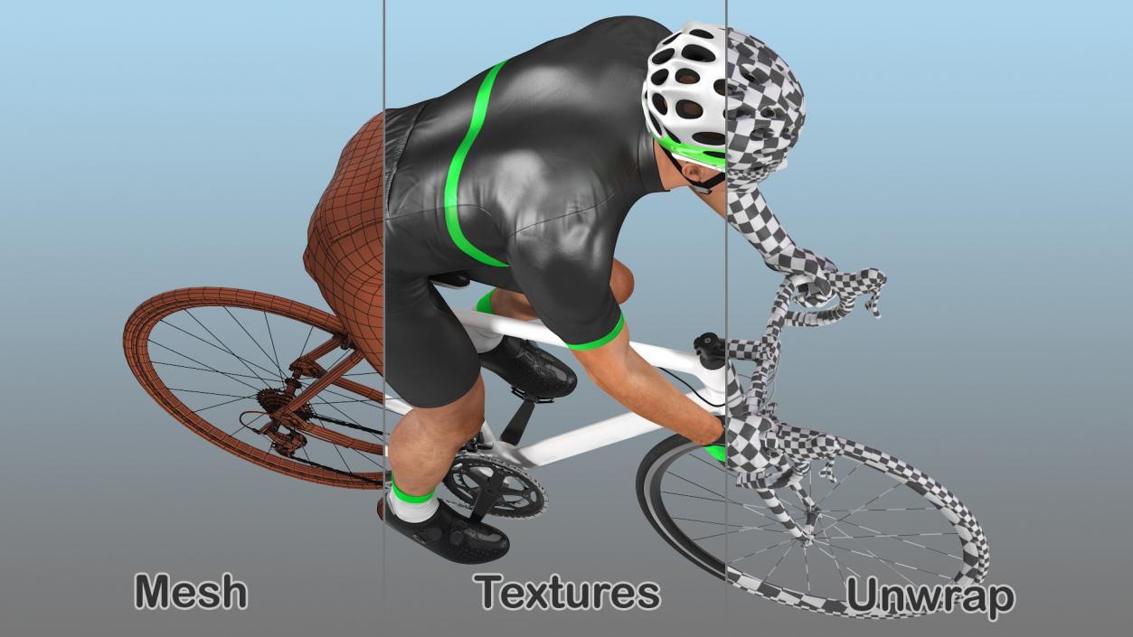 3D Cyclist Riding Bike Rigged