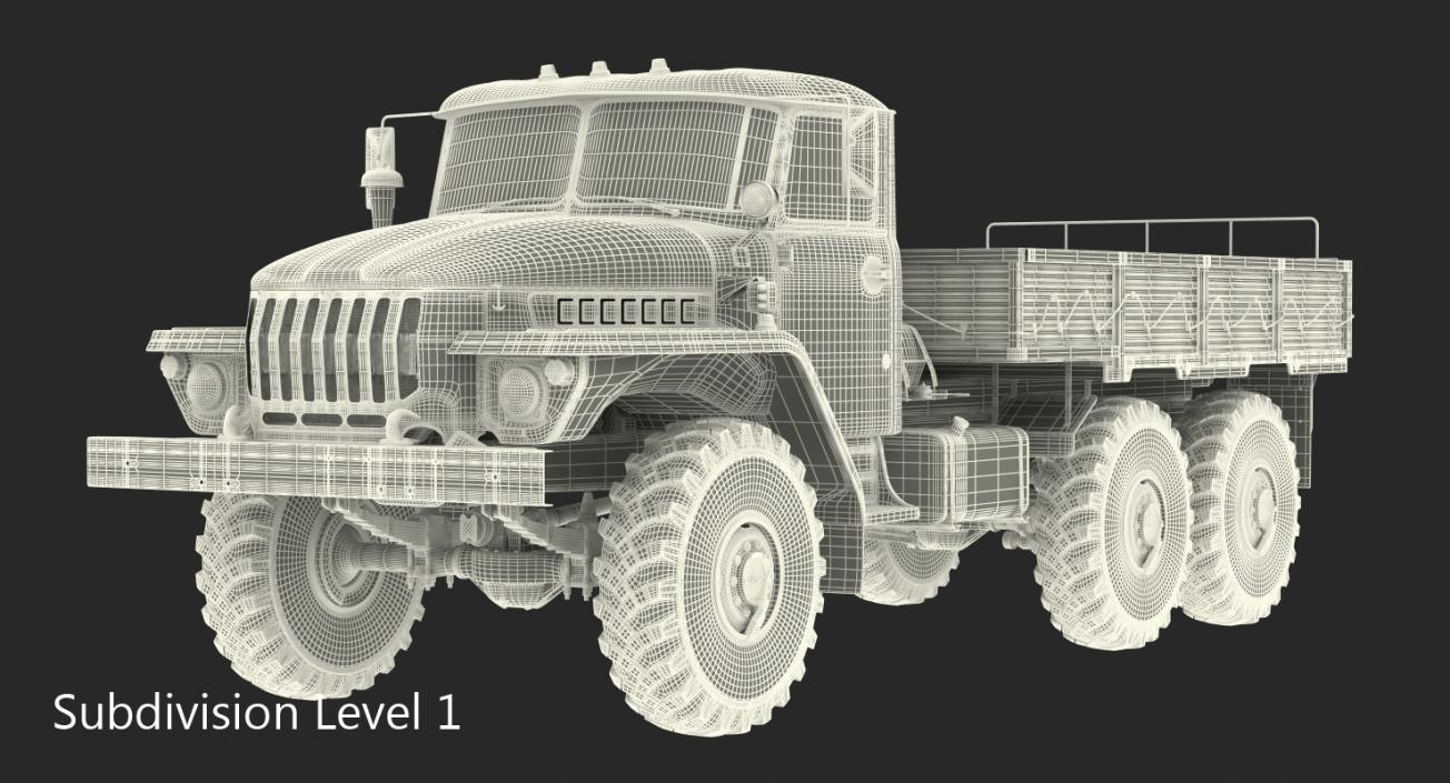 3D model Ural 4320 Soviet Cargo Truck Rigged