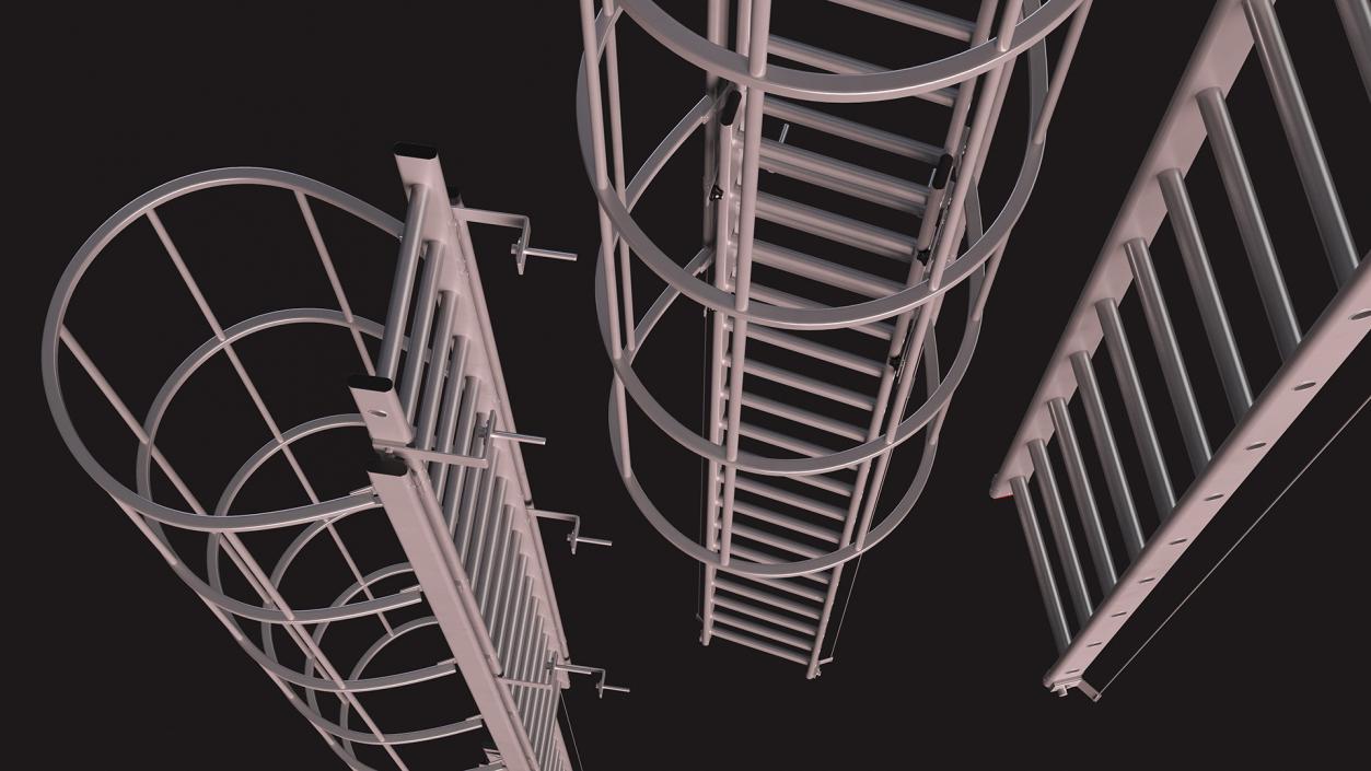3D Fire Escape Dropdown Ladder Rigged for Cinema 4D model