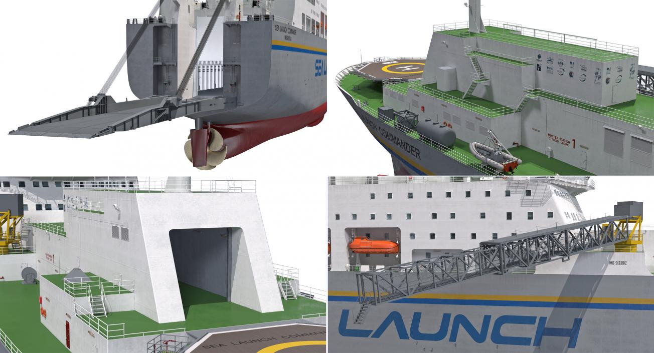 Rocket Launch Command Ship Sea Launch Commander Rigged 3D model