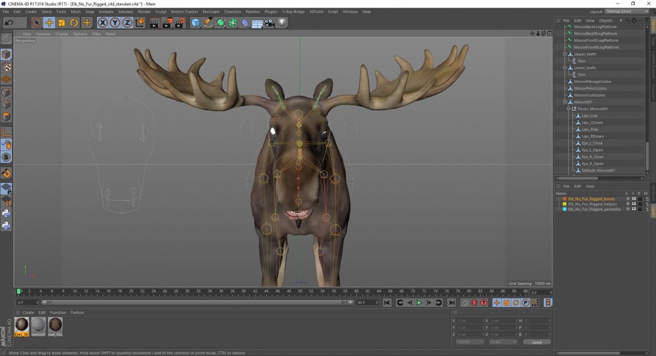 Elk Rigged for Cinema 4D 3D model