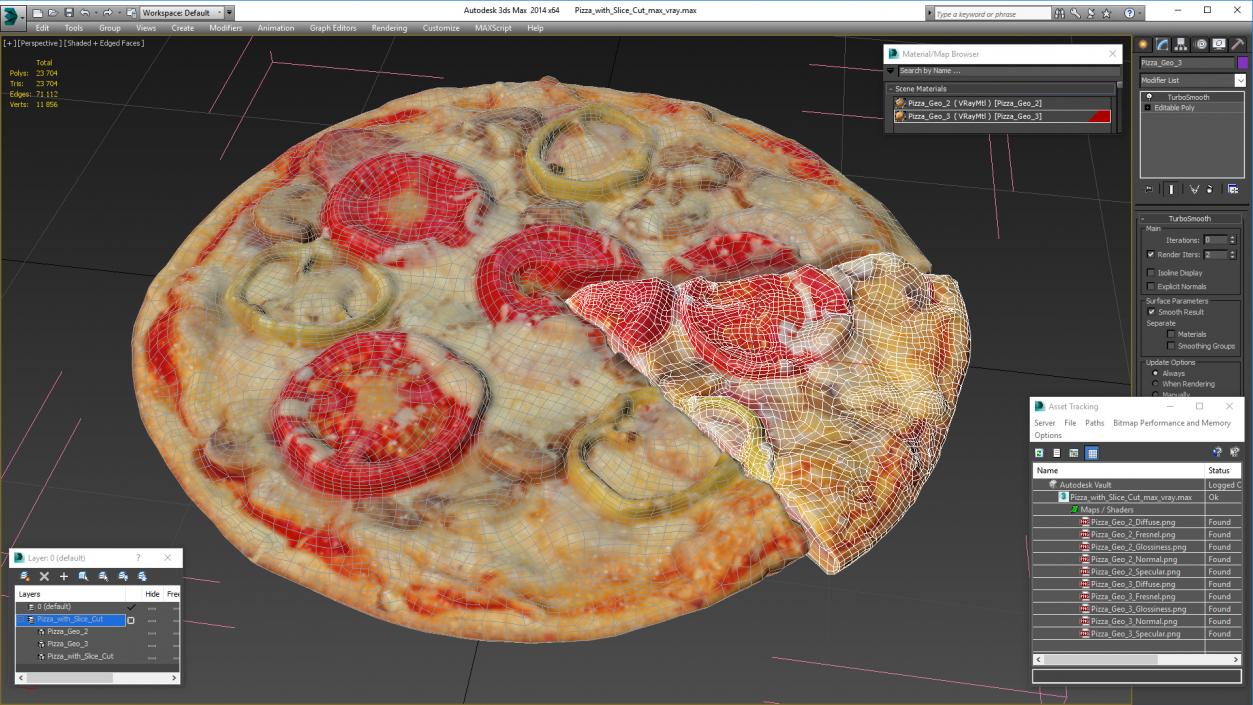 3D model Pizza with Slice Cut