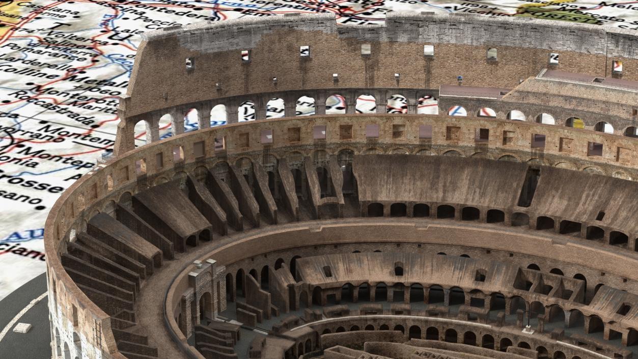 Colosseum on Italy Map 3D