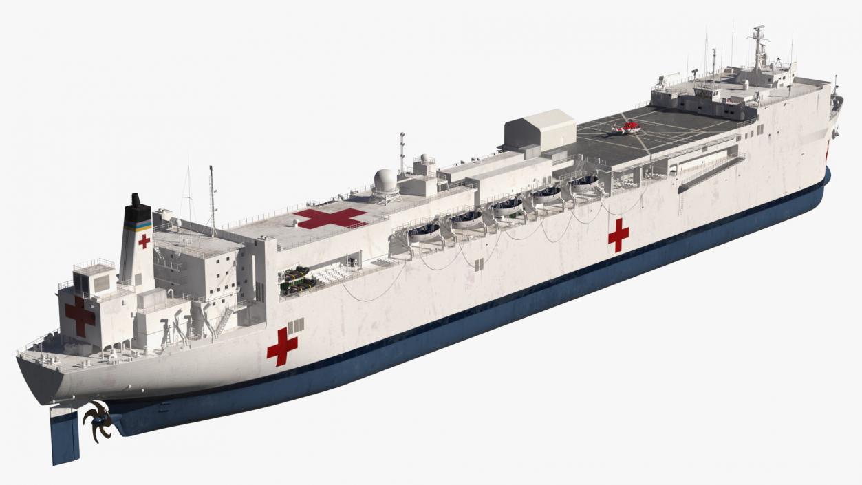 Hospital Ship with Medical Helicopter 3D