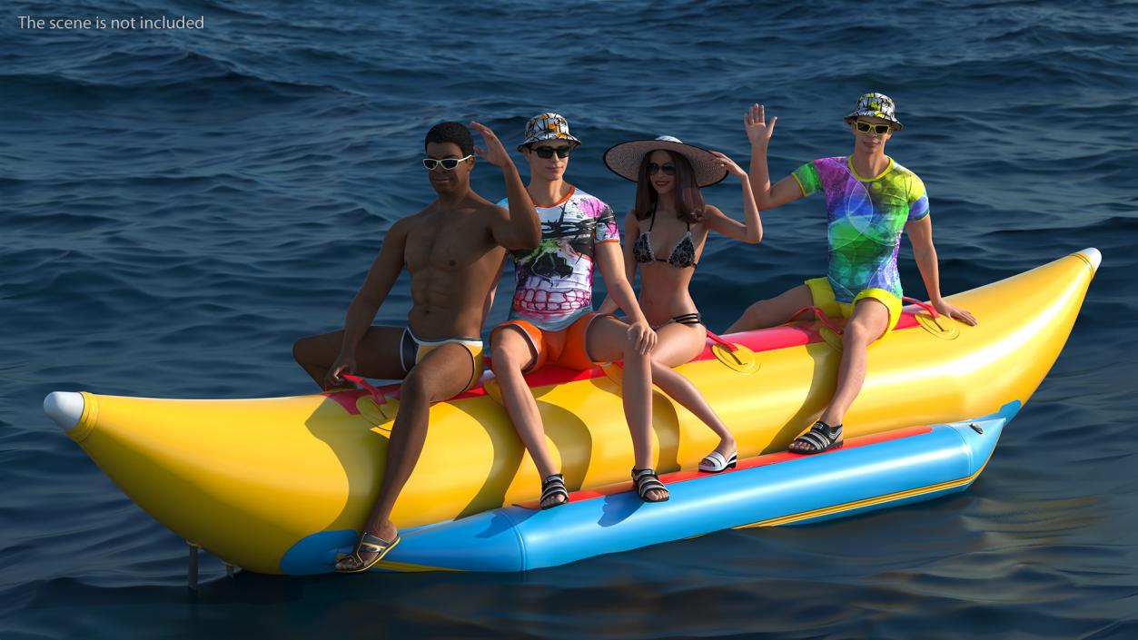 3D model Banana Boat With People Rigged