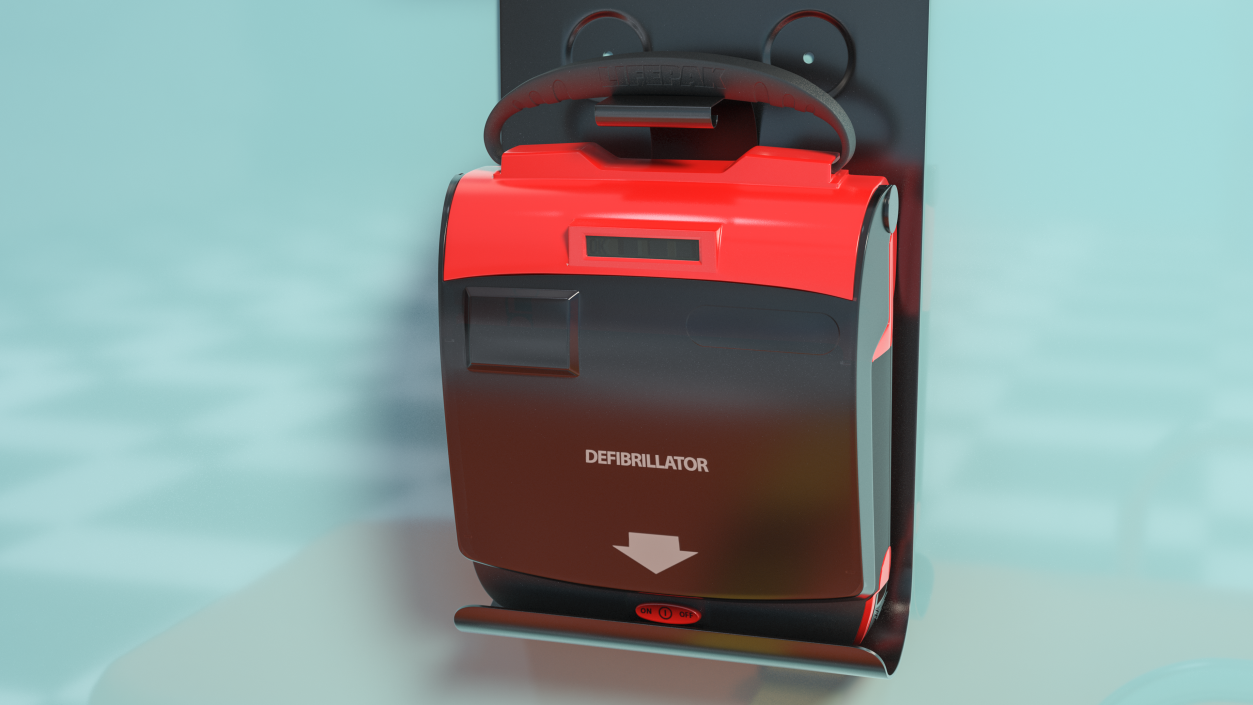 3D Automated External Defibrillator on Wall Bracket model