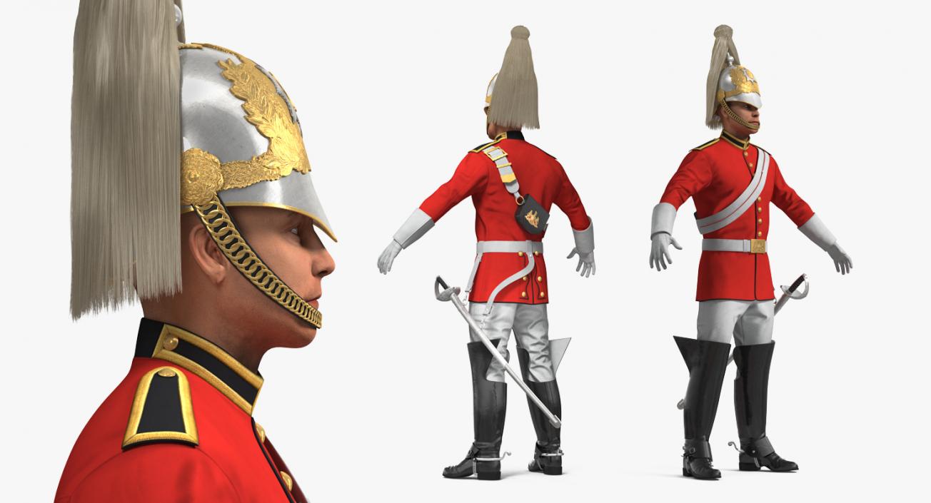 3D model British Royal Lifeguard Cavalry Soldier with Fur Rigged