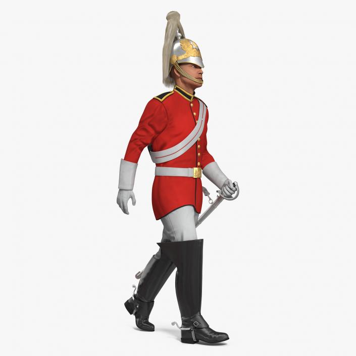 3D model British Royal Lifeguard Cavalry Soldier with Fur Rigged