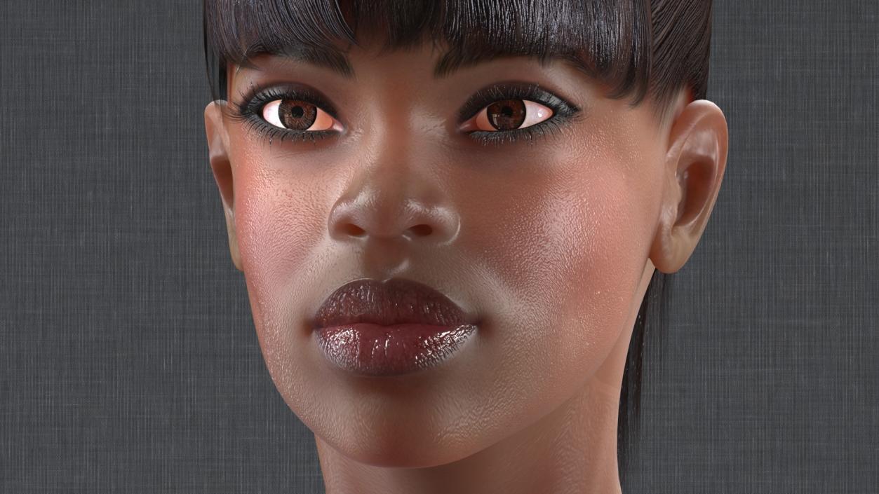 3D model Dark Skin Fitness Woman Rigged