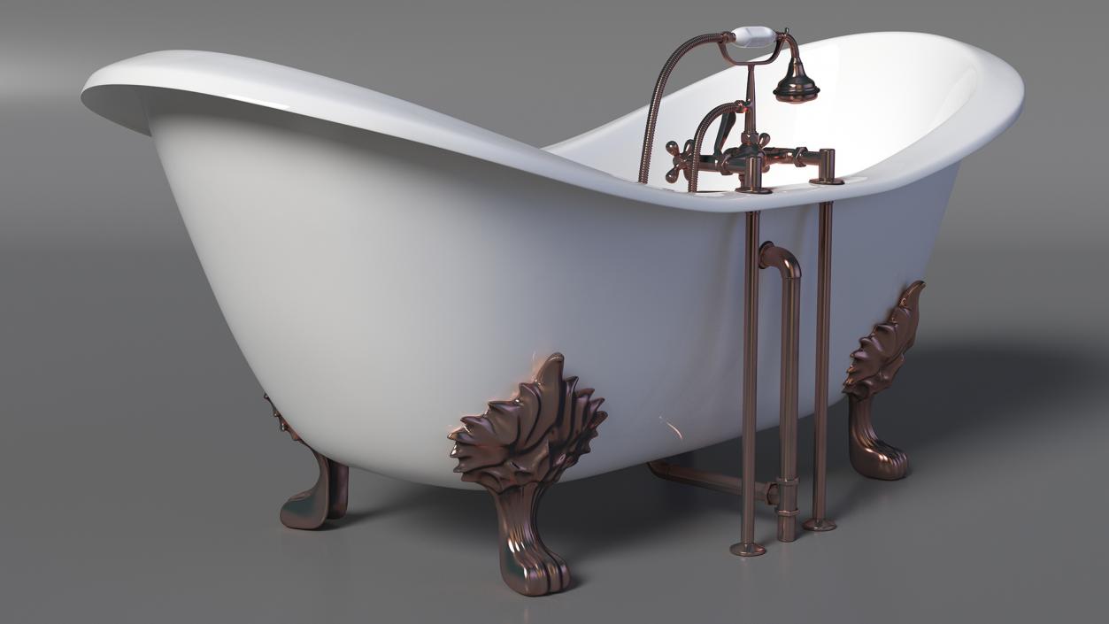 Luxury Antique Bath with Copper Mixer Shower 3D model