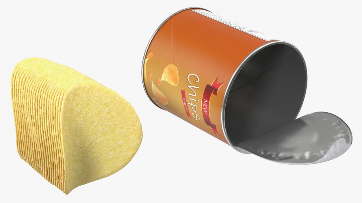 3D Small Open Tube of Potato Chips