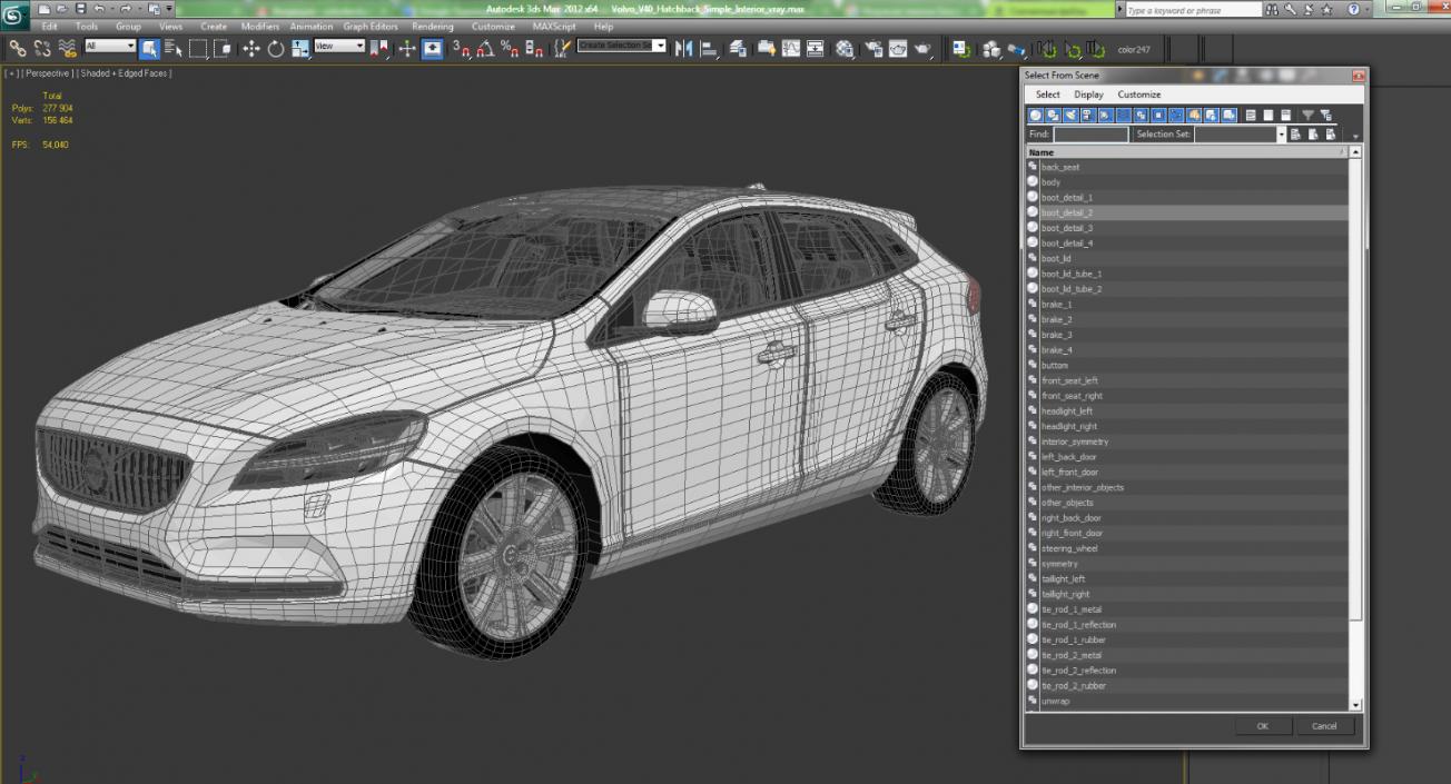 3D model Volvo V40 Hatchback Simple Interior