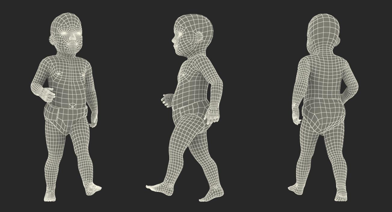 3D model Baby Boy Walking with Fur