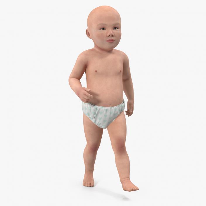 Asian Baby Boy Walking 3D