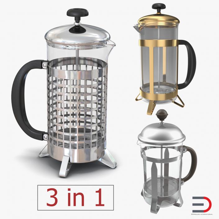 French Press Coffee Pots Collection 2 3D