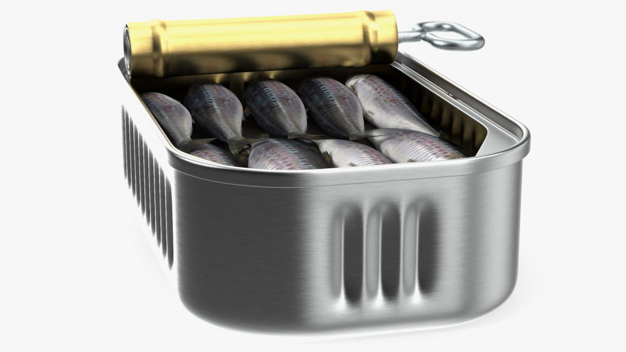 3D Canned Sardine Opened with Twist Key