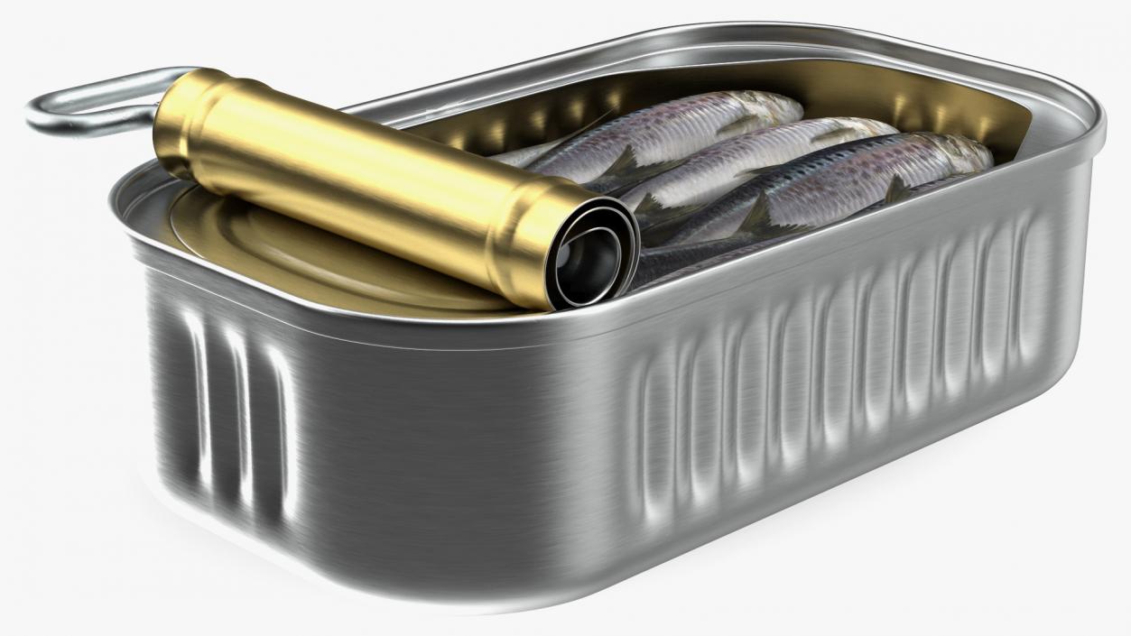 3D Canned Sardine Opened with Twist Key