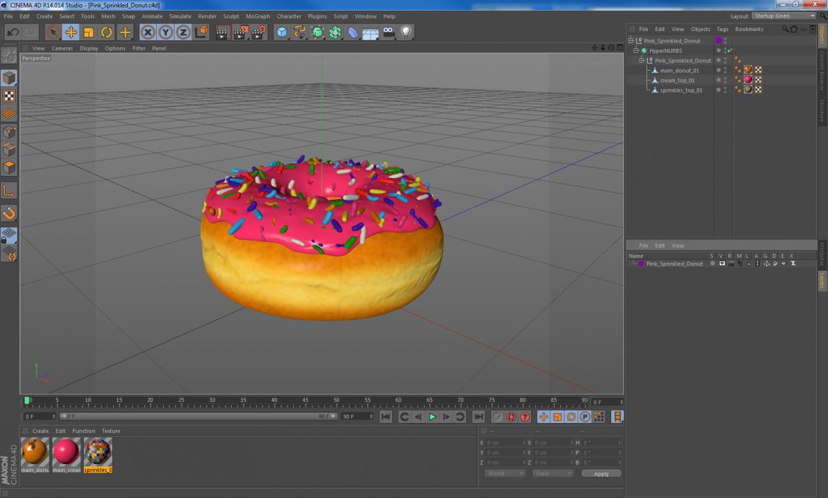 3D model Pink Sprinkled Donut