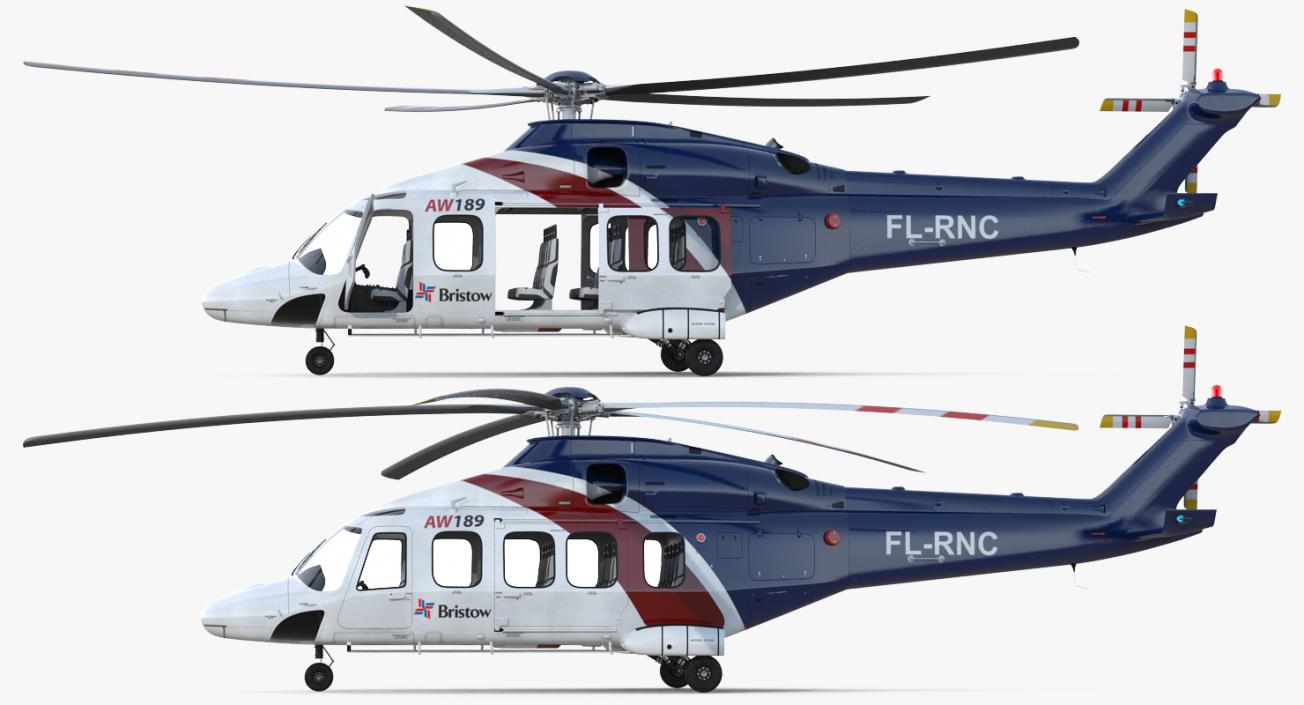Corporate Transport Helicopter Agusta Westland AW189 Rigged 3D model
